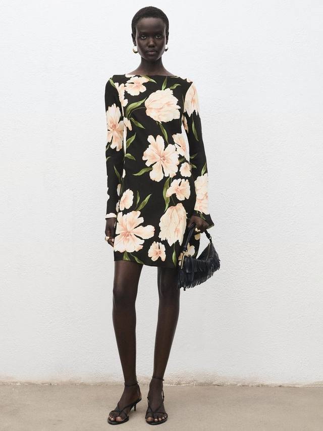 

Платье мини Saltin с цветочным принтом Mango, Black