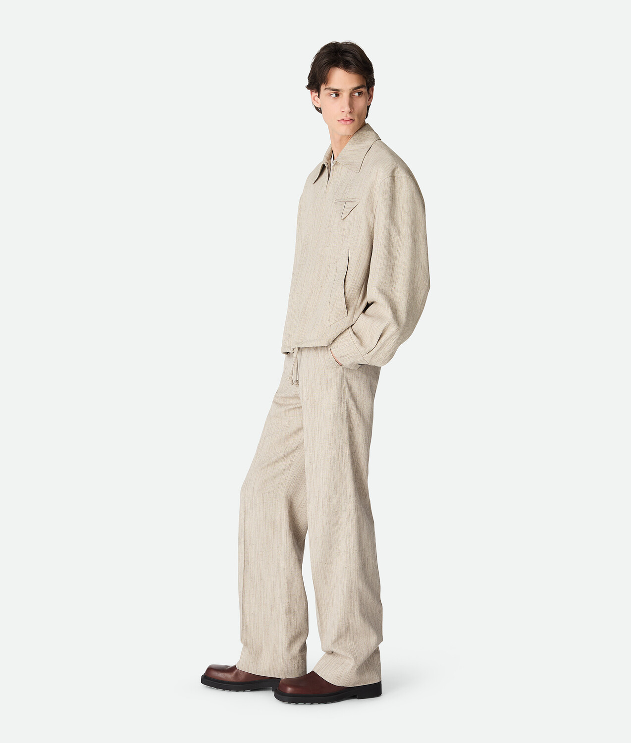 Viscose and silk kimono blouson BOTTEGA VENETA, серая замазка — фото 2