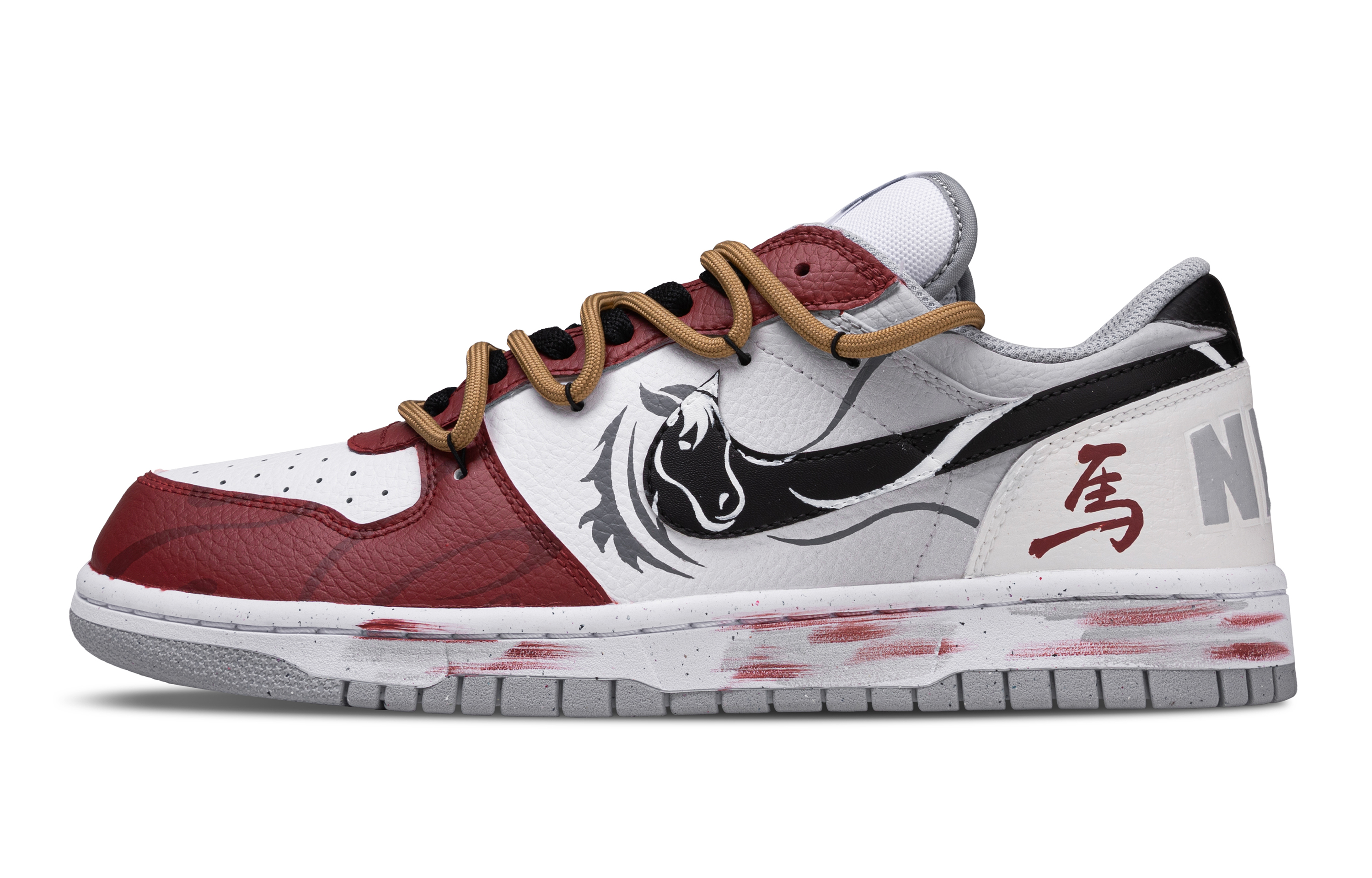 

Nike Кроссовки для скейтбординга Big Galloping Horse Dawn Abrasion Resistant Breathable низкие мужские бело-красные