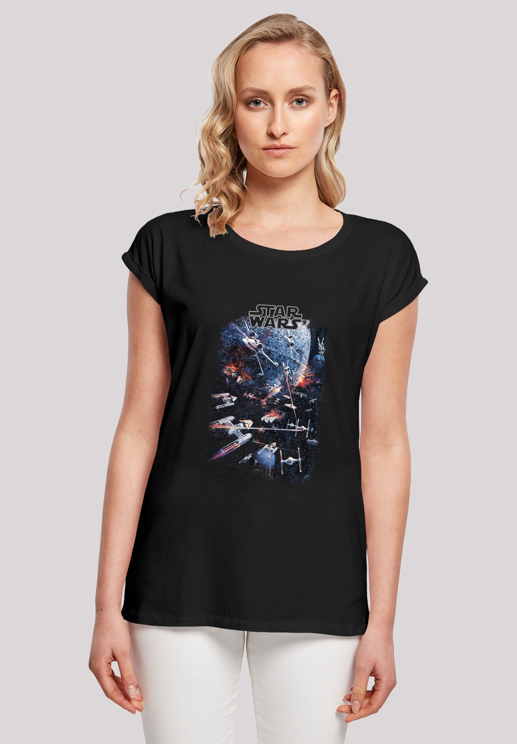 

Футболка с принтом EXTENDED SHOULDER STAR WARS GALAXY SPACE FIGHT CLASSIC F4NT4STIC, черный