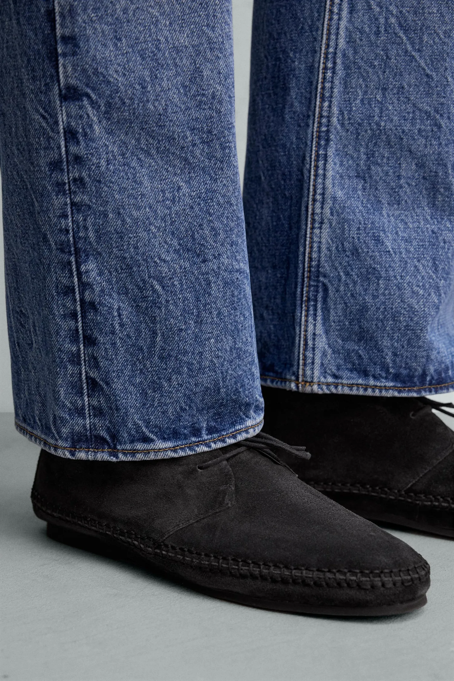 Кожаные туфли aaron levine x Zara с подошвой vibram, серый — фото 3