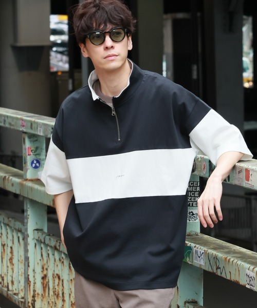 

Футболка с логотипом и половинной застёжкой-молнией LAKOLE, чёрный