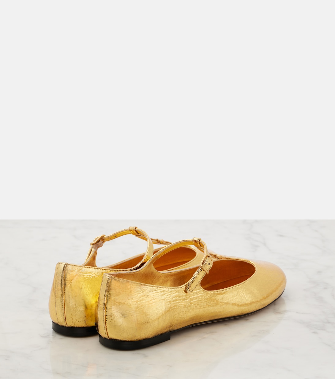 Туфли Мэри Джейн из металлизированной кожи Марси Chloé, Gold Color — фото 2