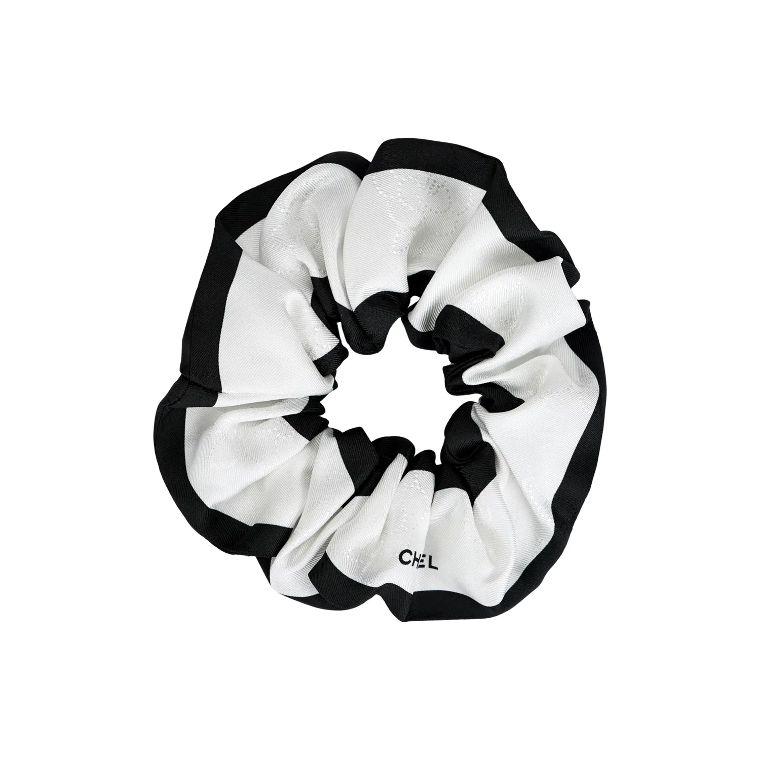 Резинка для волос CHANEL шелковая Ivory/Black