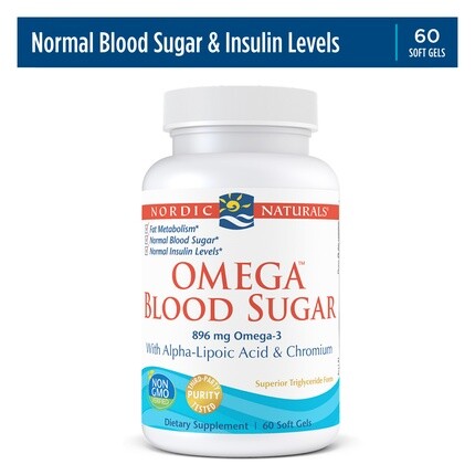 

Nordic Naturals Omega в мягких капсулах с сахаром в крови с лимоном, без ГМО, 896 мг, 60 шт.