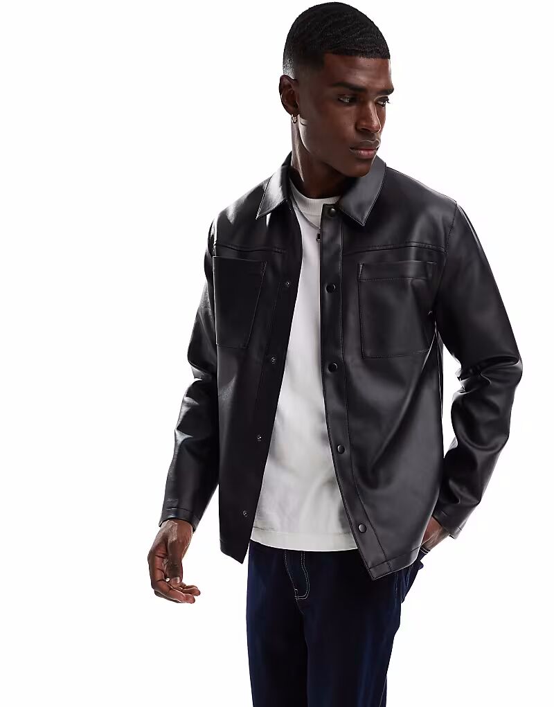 

Куртка из искусственной кожи черного цвета Asos Design