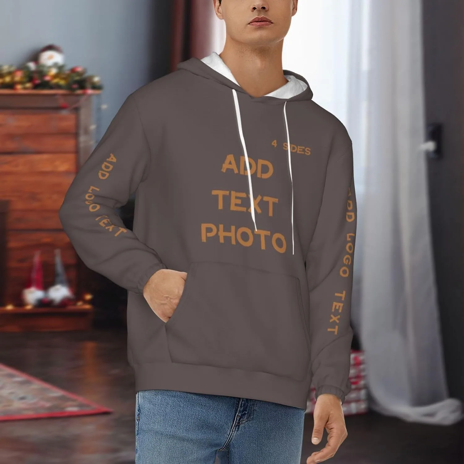Капюшон с флисовой подкладкой Custom Hoodie с логотипом и текстом — фото 3