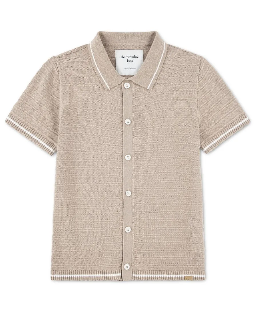 Детский свитер с воротником на пуговицах Abercrombie kids, Simply Taupe