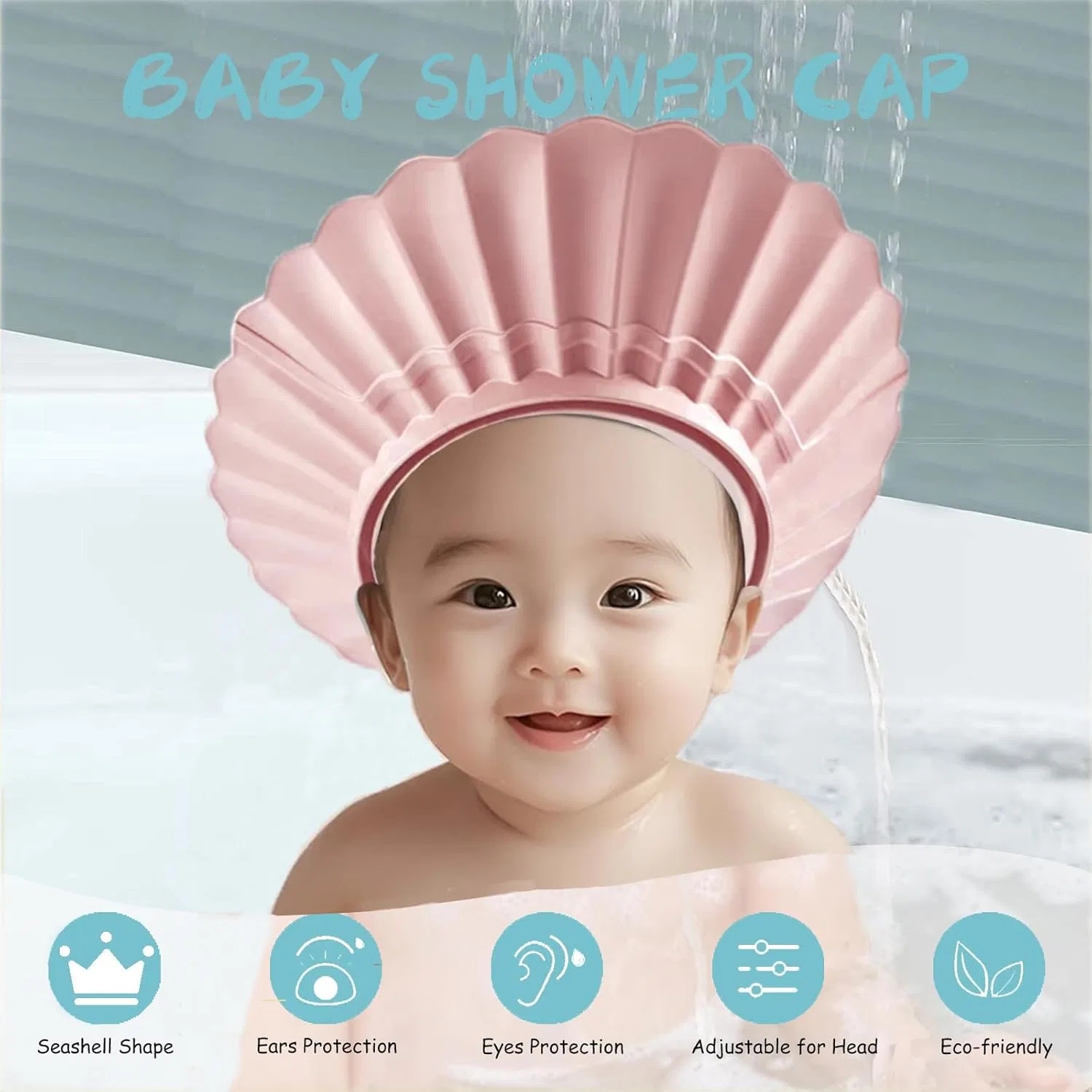 Детская шапочка для душа в форме ракушки Kamhbe, Shell Pink — фото 4