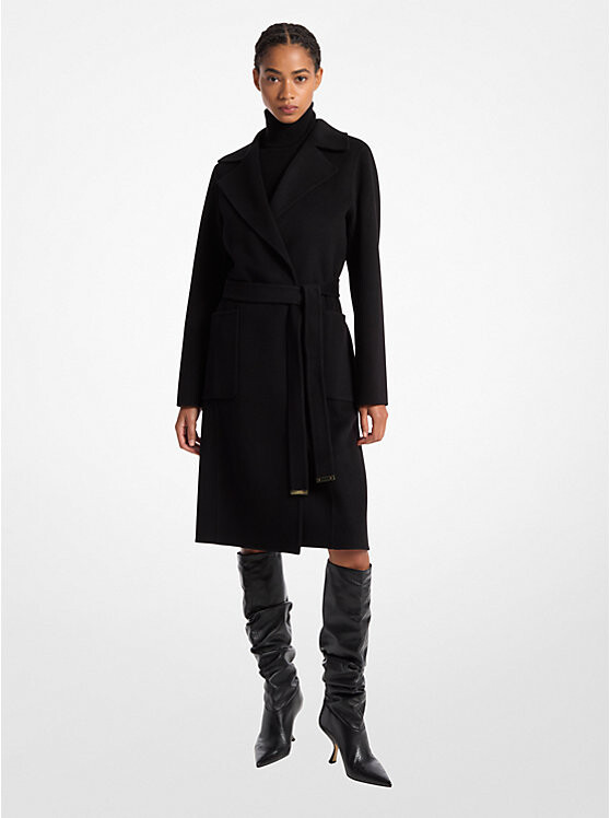 

Пальто-халат из смеси шерсти Michael Kors, черный