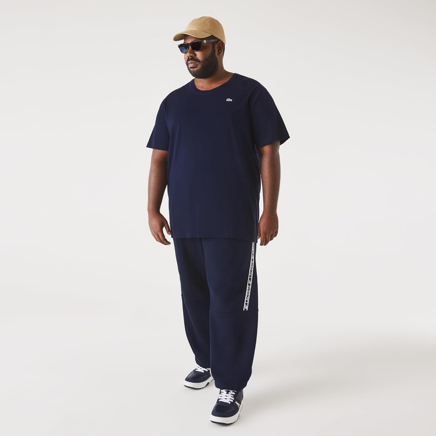 Мужская футболка Lacoste с круглым вырезом, коротким рукавом, классическим кроем и большой посадкой, Navy Blue — фото 2