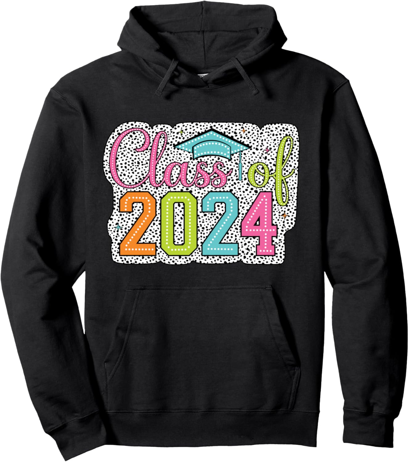 

Худи с надписью «2024 Dalmatian Dot Graffiti Senior '24 Graduation Hoodie» Class Of 2024 Graduation Tees Nyc, черный