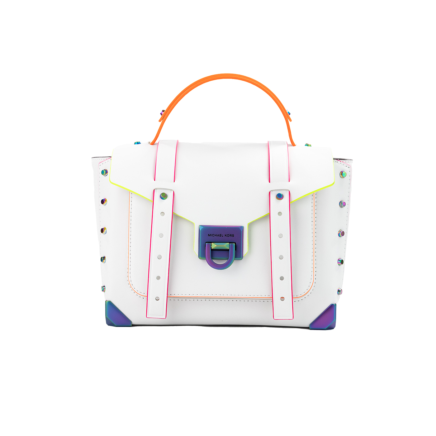 

Сумка-портфель Manhattan Optic White с контрастной отделкой из кожи и ручкой сверху Michael Kors