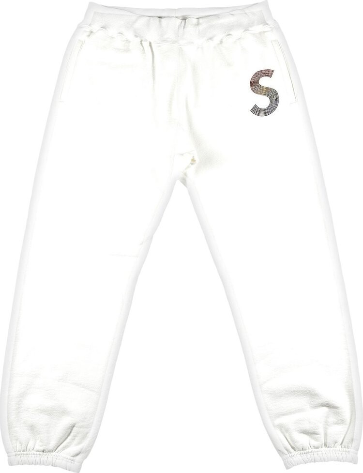 

Спортивные брюки Supreme x Swarovski S Logo Sweatpant 'White', белый