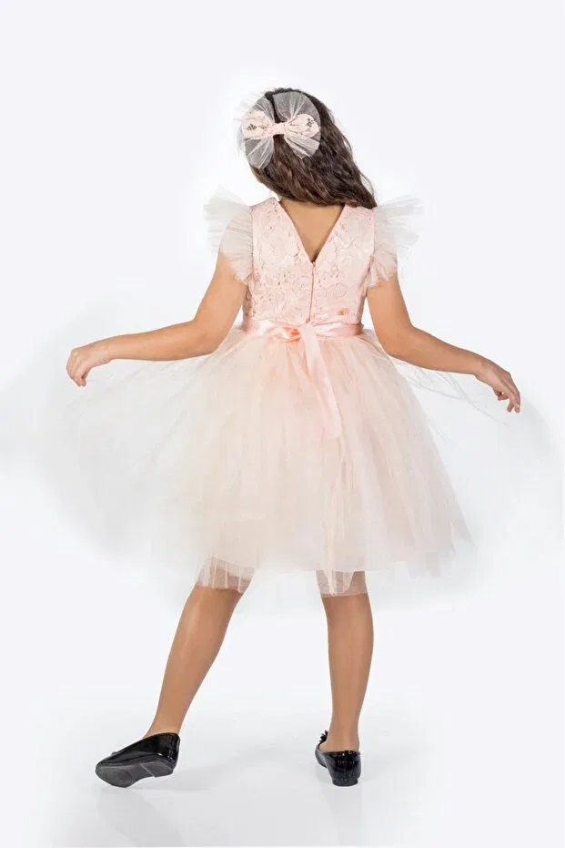 Детское платье для девочек кружевное Mnk Baby&Kids, Salmon — фото 2