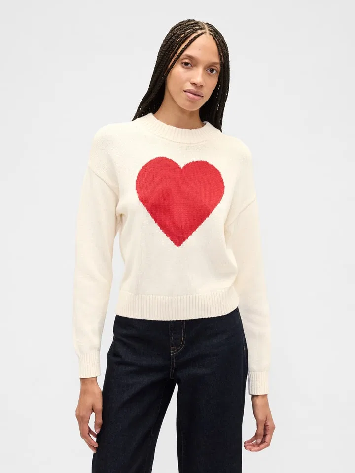 Женский прямой пуловер GAP, Cream/Red