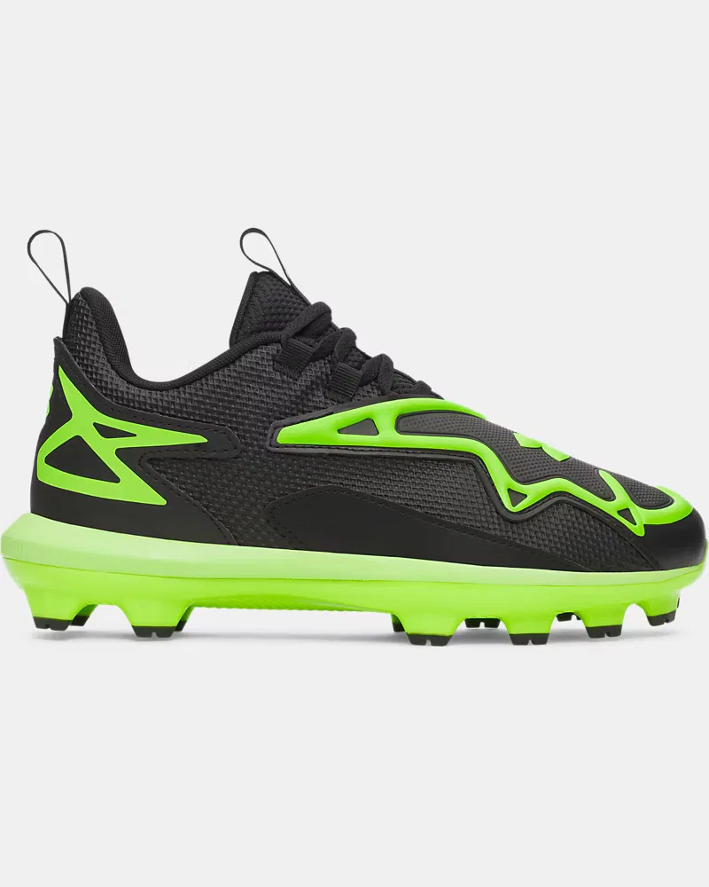 Бейсбольные бутсы для мальчиков с литой подошвой TPU UA Harper 11 TPU Jr. UnderArmour, Black/Hyper Green