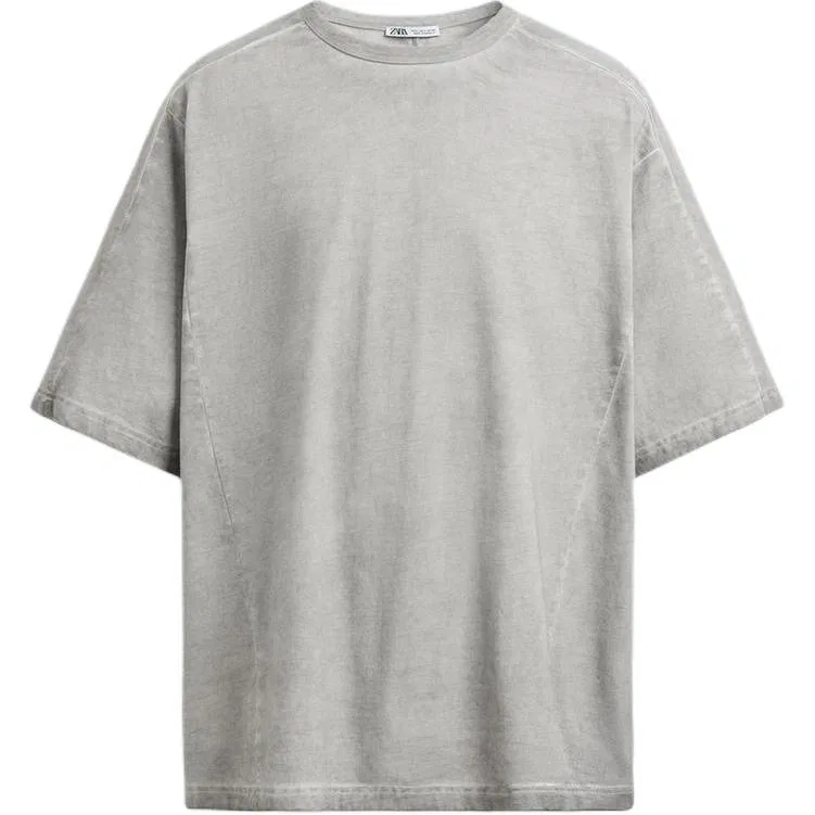 Мужская футболка с круглым вырезом Gray ZARA, Серый