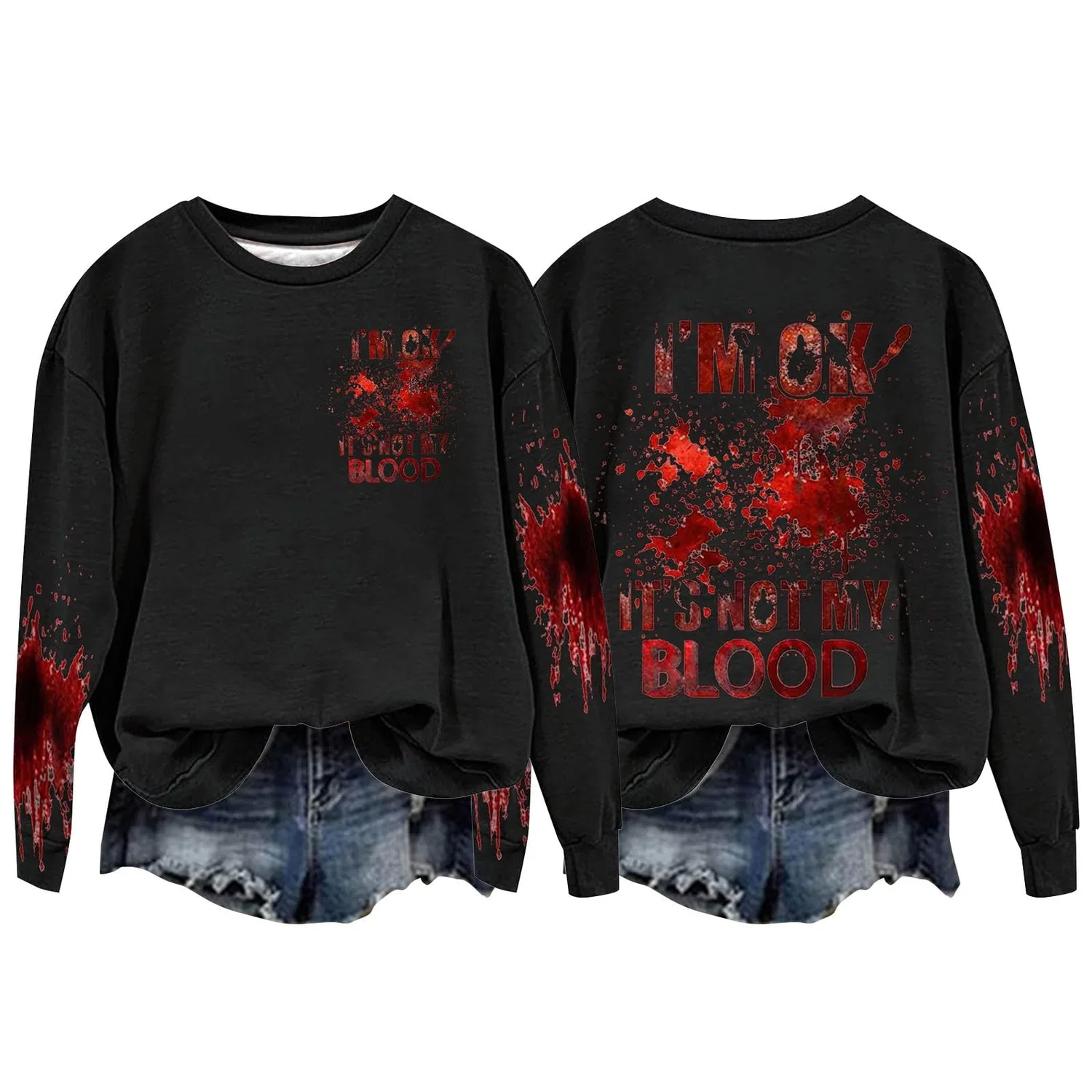 Женский худи с принтом I'M Ok Its Not My Blood, Z014 Black