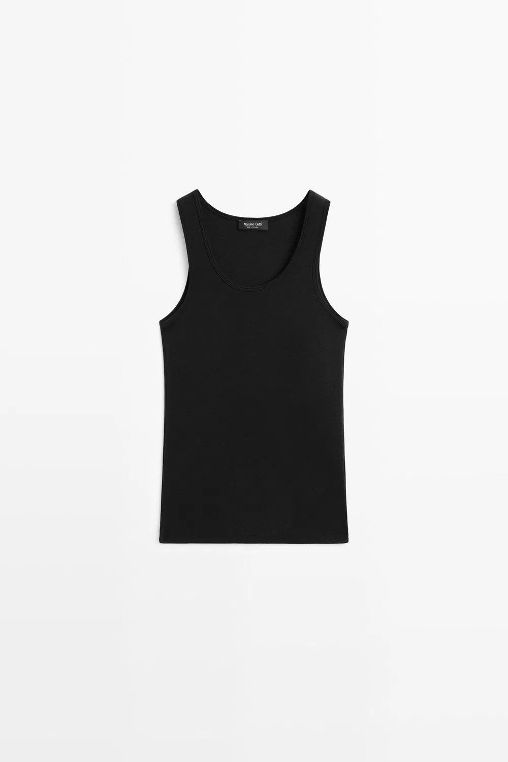 Майка Massimo Dutti Cotton Blend Crew Neck, черный — фото 2