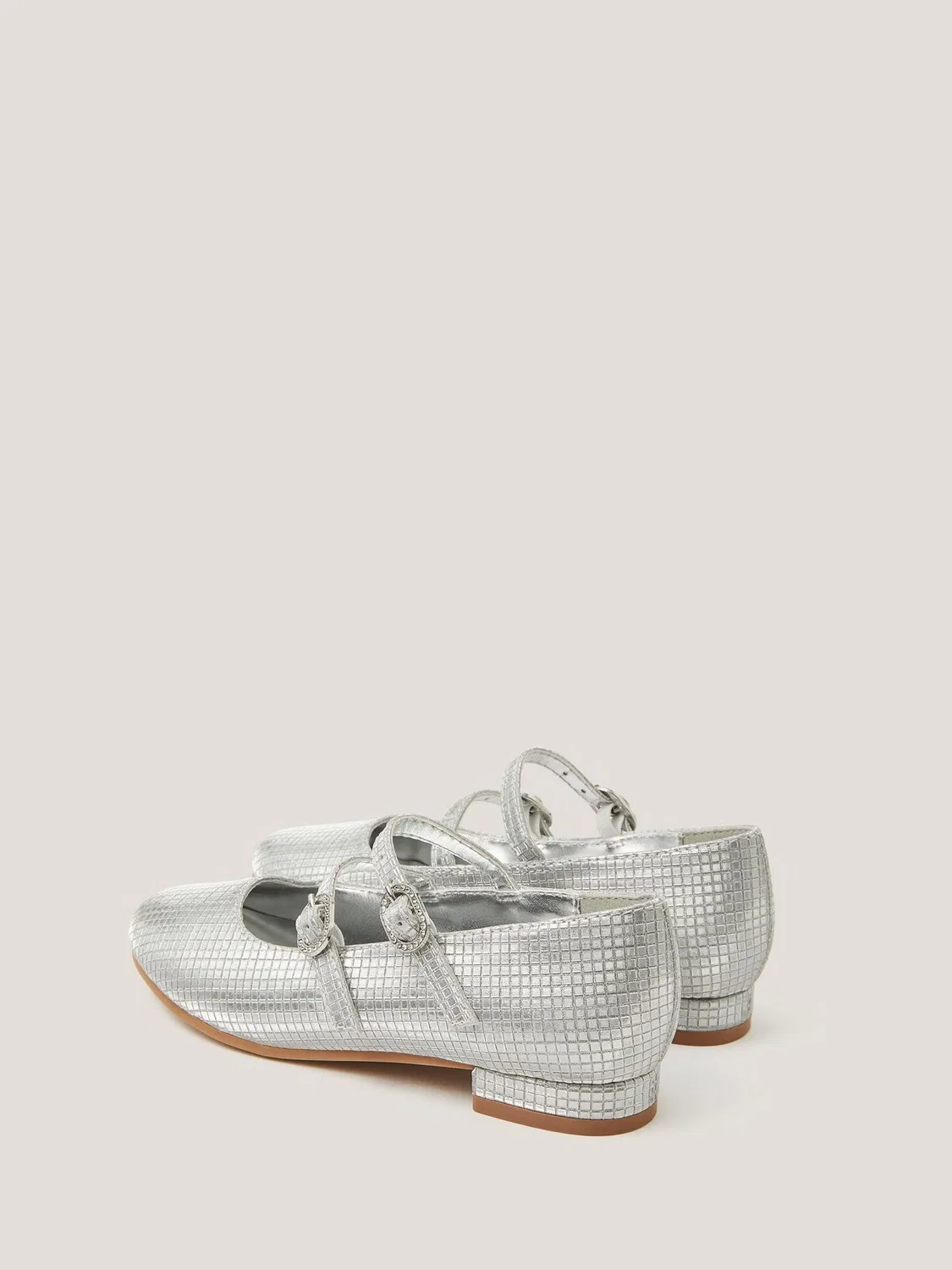 Туфли Monsoon Silver Metallic Double Strap, серебристые — фото 2