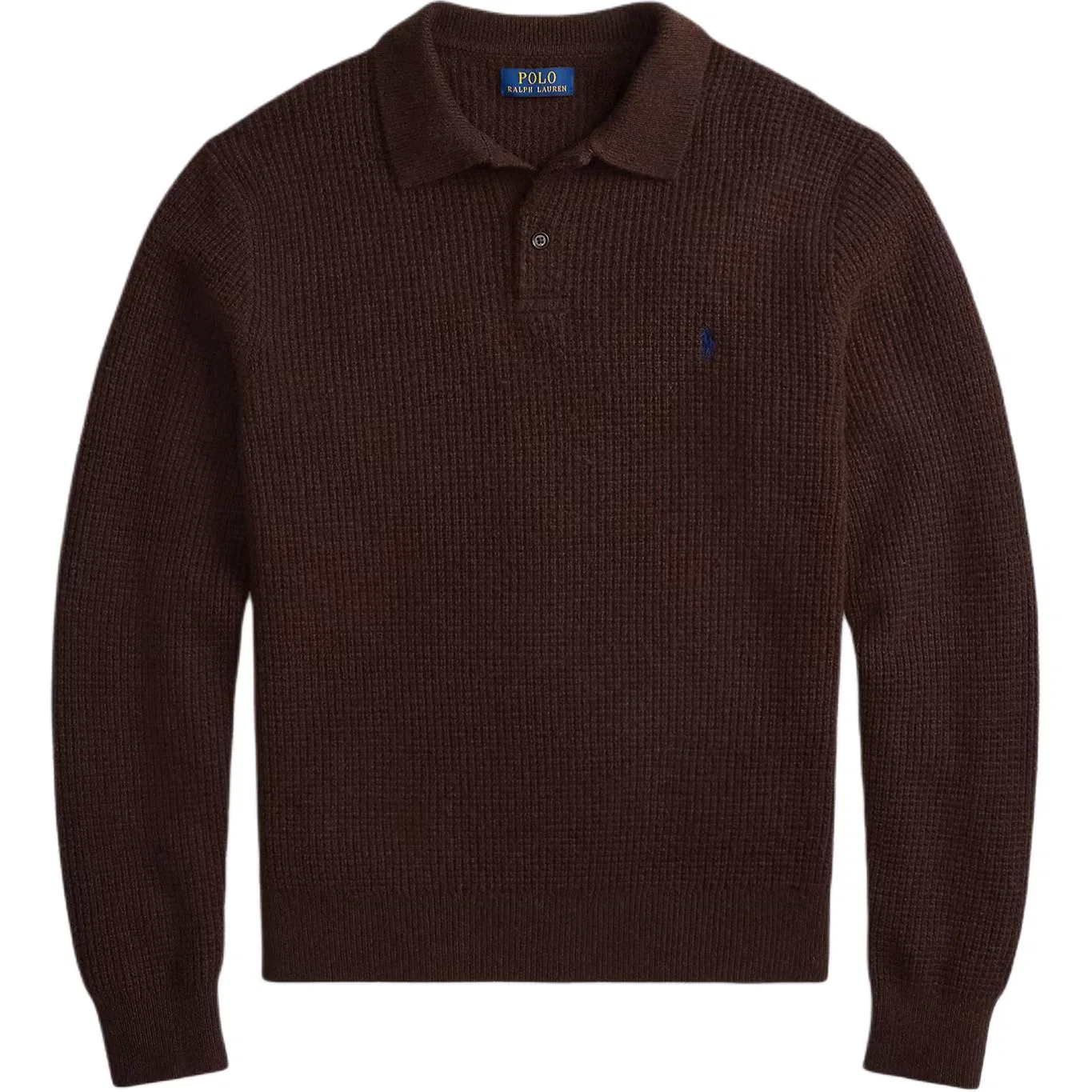Мужской свитер с воротником-поло Waffle-Knit Polo-Collar Polo Ralph Lauren, Cocoa Brown