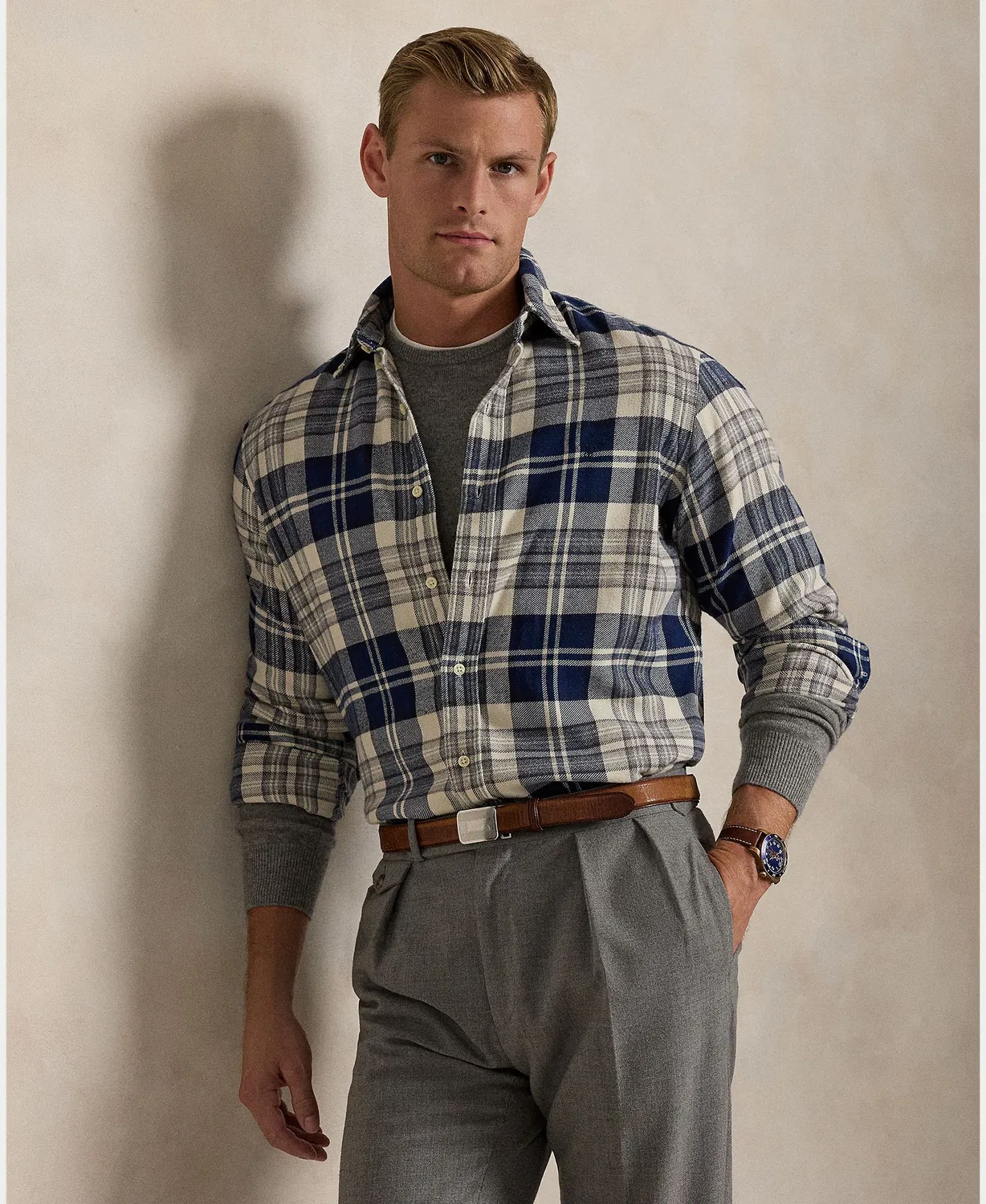 Мужская рубашка классического кроя, Franela Cepillada Fit, Polo Ralph Lauren, мультиколор