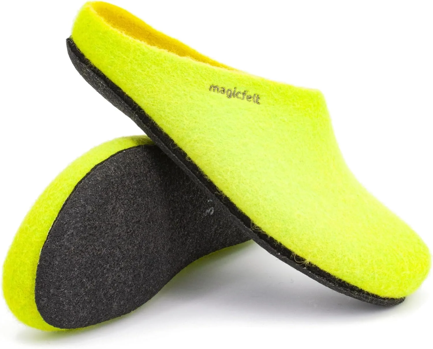 Тапочки MagicFelt AN 709 из чистой натуральной шерсти для мужчин и женщин - нескользящие и анатомической формы, лимонный