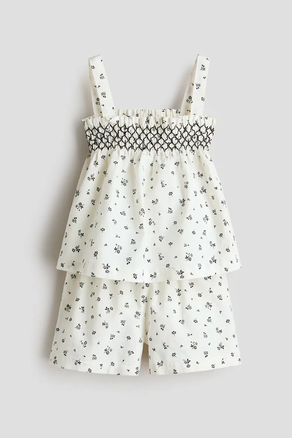 Комплект из 2 предметов, изготовленный из смеси льна H&M, Cremefarben/Geblümt