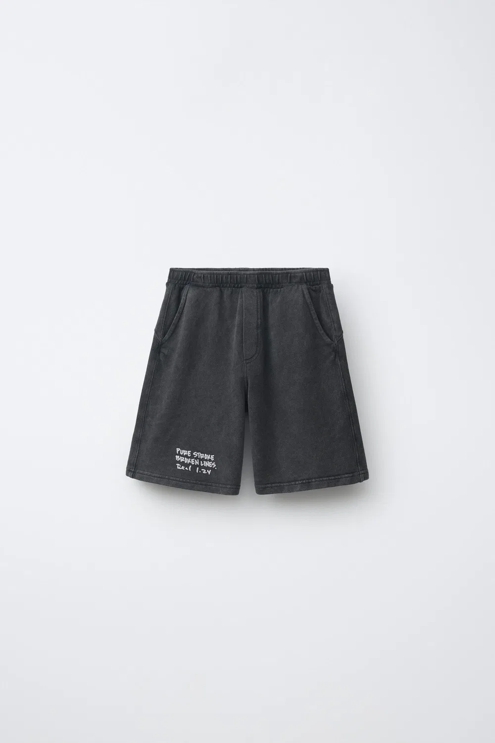 Шорты-бермуды с эффектом выцветания текста ZARA, Anthracite Grey