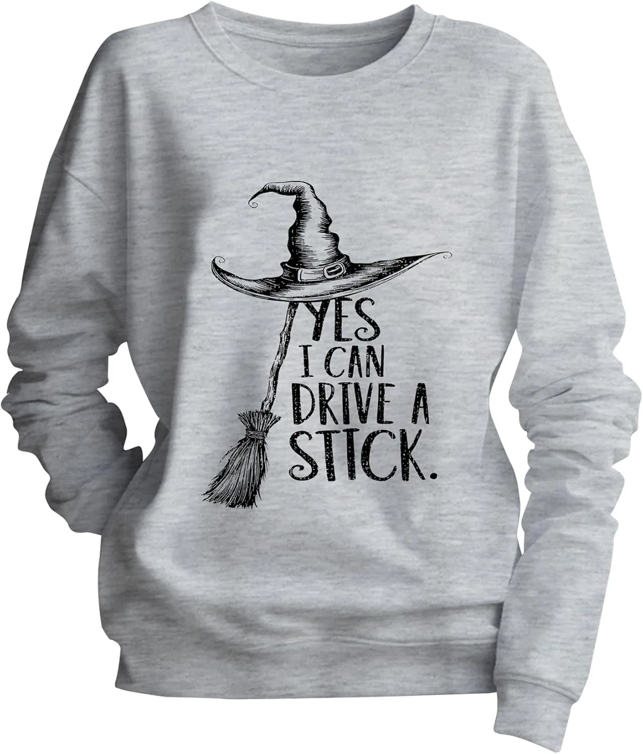 Женский свитшот с длинным рукавом Yes I Can Drive A Stick, серый