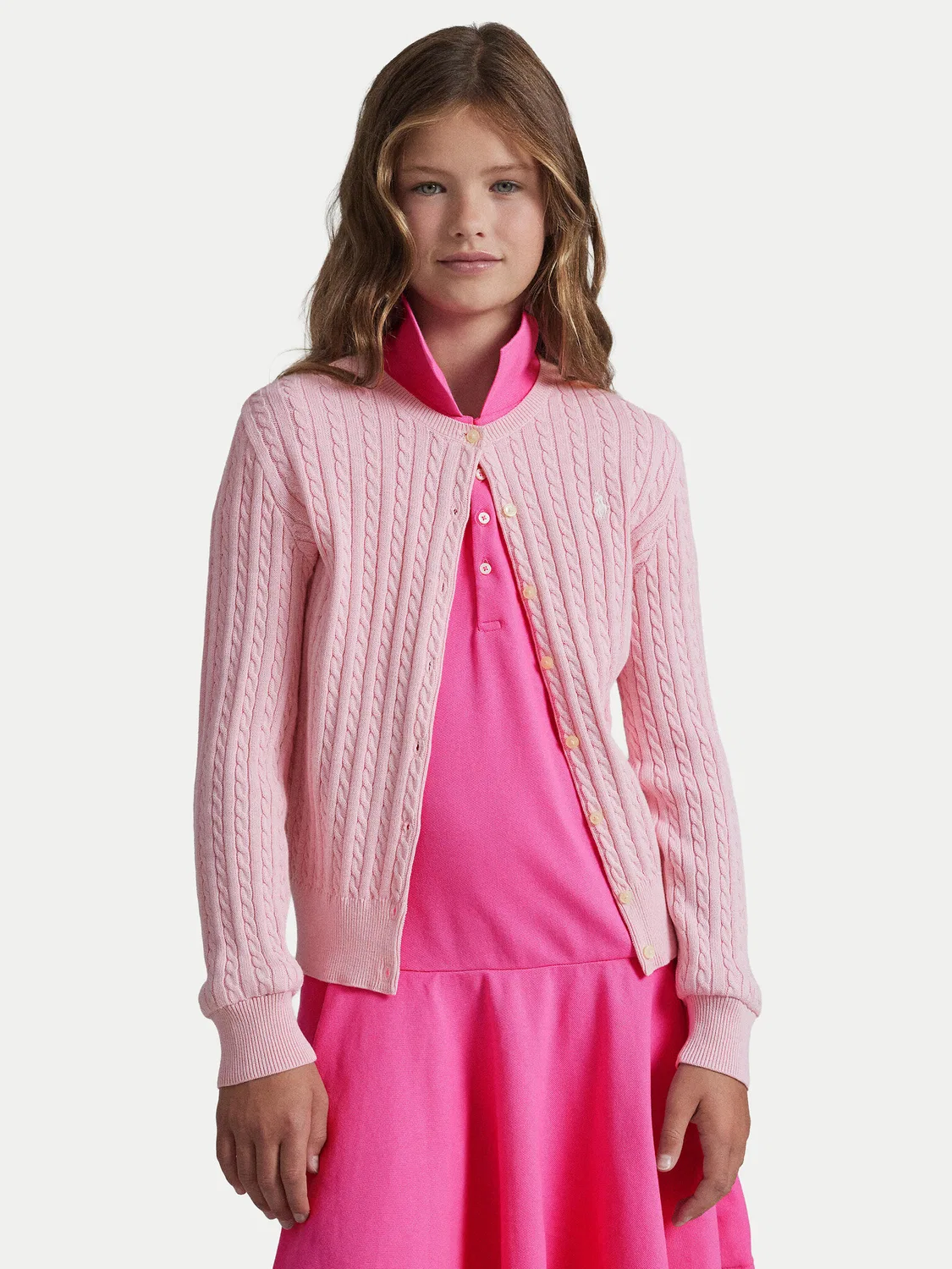 Кардиган стандартного кроя для девочки Polo Ralph Lauren, светло-розовый