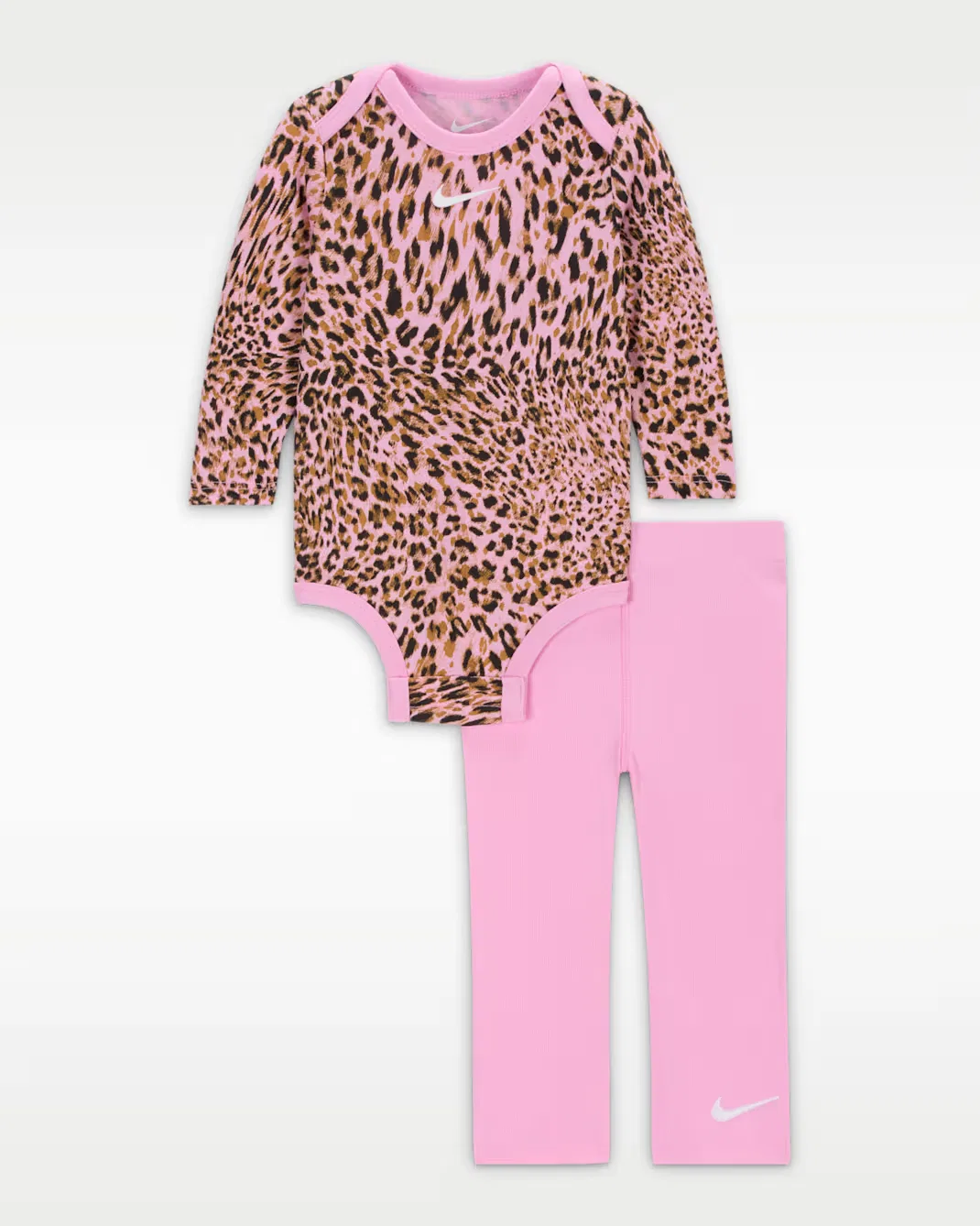 Комплект из боди и расклешенных леггинсов для малышей (0-6 месяцев) Nike, Pink Rise