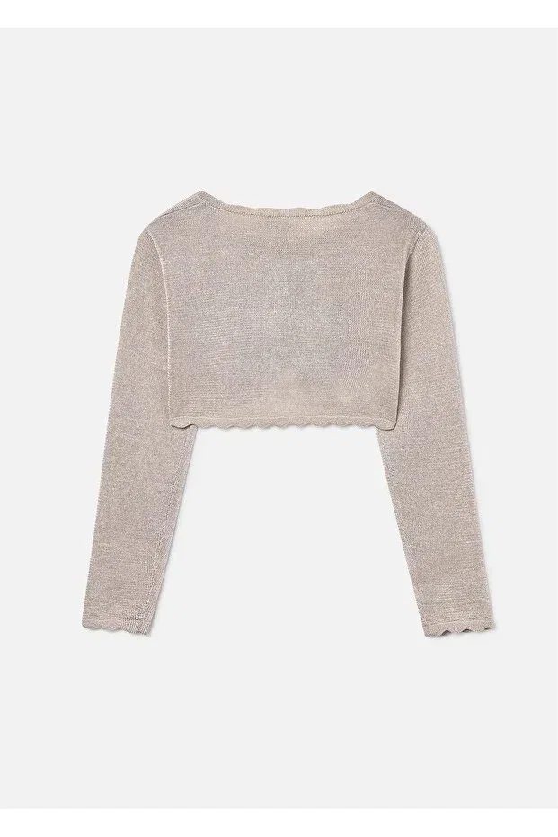 Детский вязаный кардиган-болеро для девочек Mayoral, Beige — фото 3