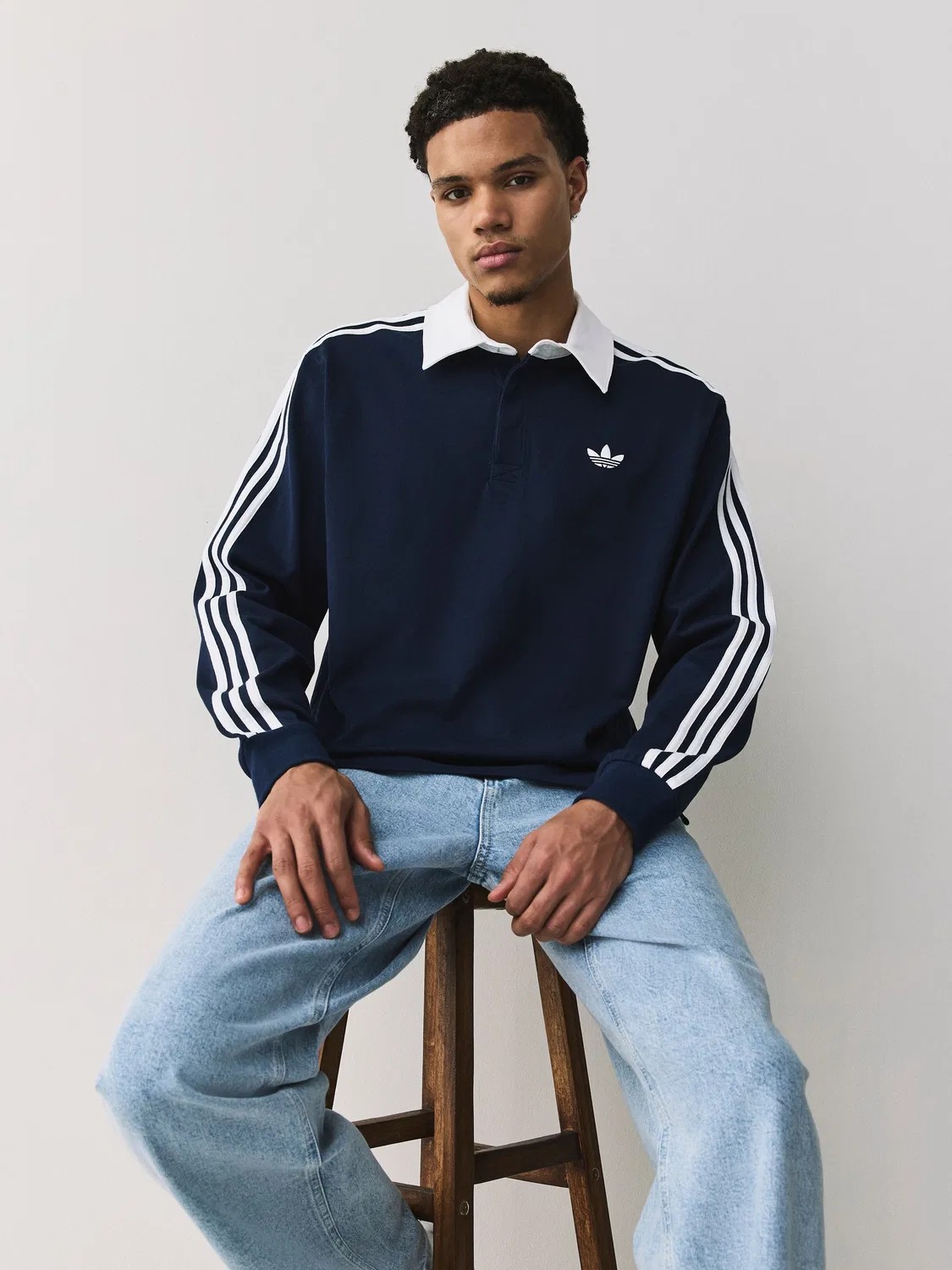 Футболка поло длинный рукав, Rugby, adidas Originals, синий — фото 2