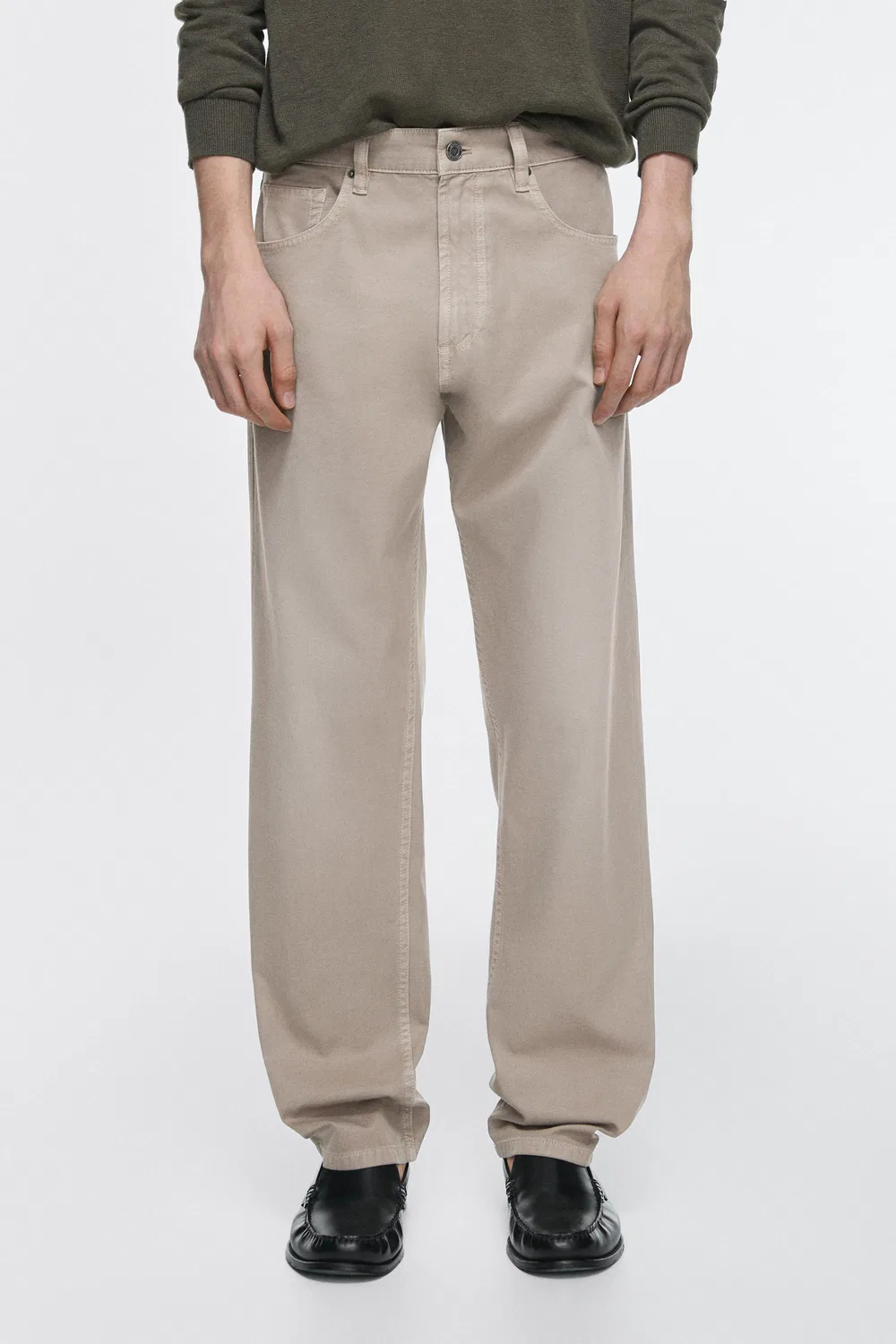 Джинсы свободного кроя Massimo Dutti, бледно-зеленый — фото 2