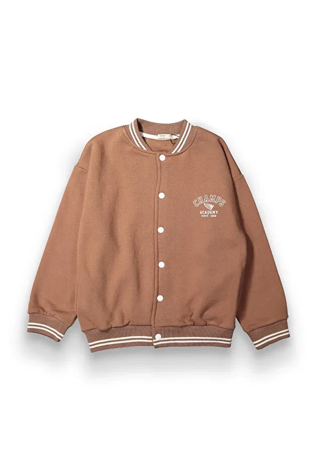 Детская куртка для мальчиков оверсайз с воротником-лацканом Harika Kids, Brown