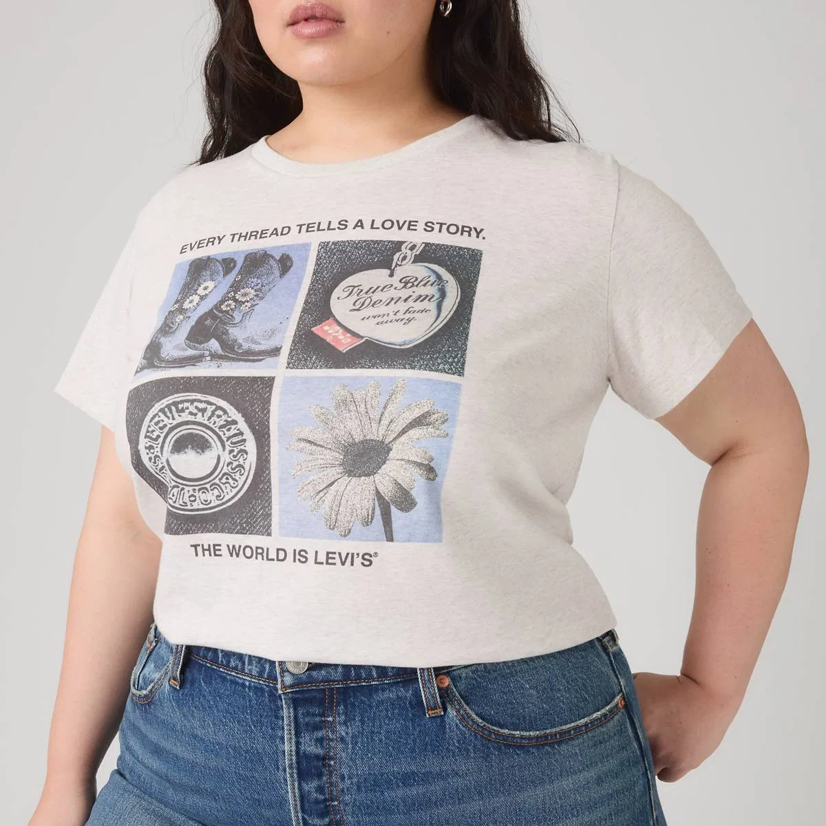 Идеальная футболка (большого размера) Levi's, Archival Grid Orbit Heather - Grey — фото 2