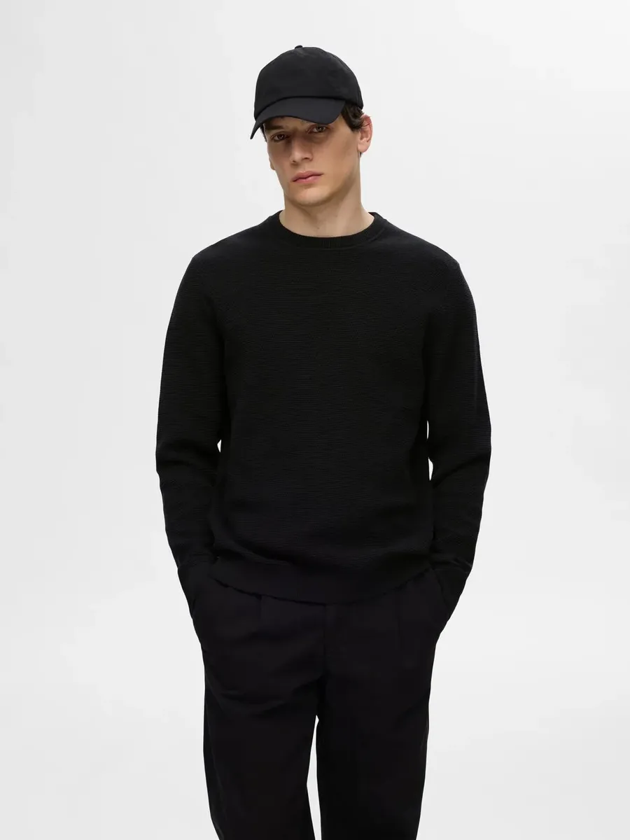 

Вязаный свитер SELECTED HOMME "SLHROSS LS KNIT STRUCTURE CREW NECK NOOS", черный