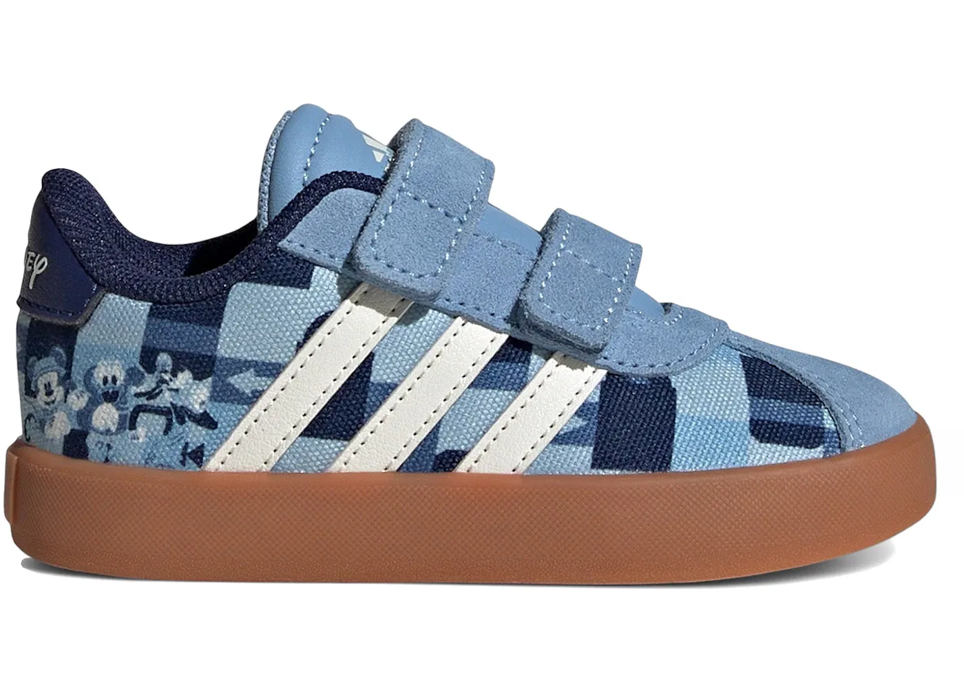 Детские кроссовки для мальчиков с принтом Adidas VL Court Disney Mickey Mouse Avatar, Ash Blue/Off White/Crew Blue