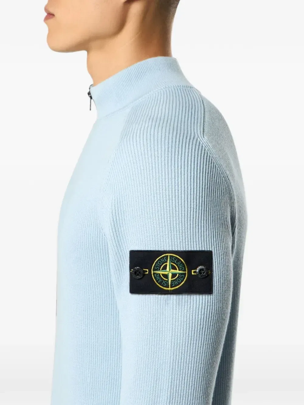 Джемпер из мягкого органического хлопка в рубчик Stone Island, синий — фото 2