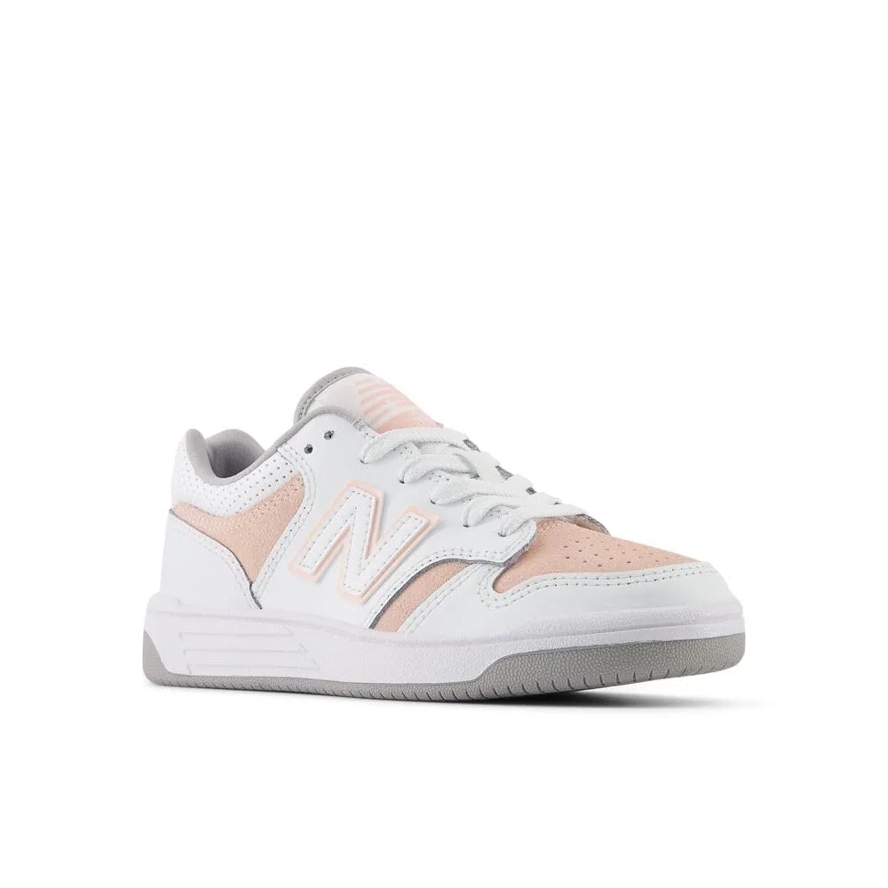 Детские кроссовки для мальчиков с шнуровкой 480 V1 Lace-up New Balance, White Pink Haze — фото 4