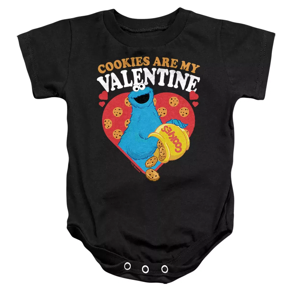 Детское боди для мальчиков с принтом Sesame Street Cookies Are My Valentine, Sesame Street, Black