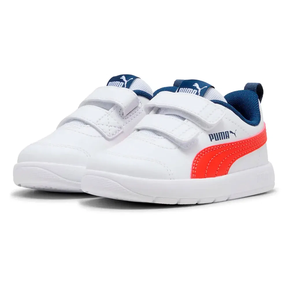 Детские кроссовки для девочек с липучками Courtflex V3 V Puma, White