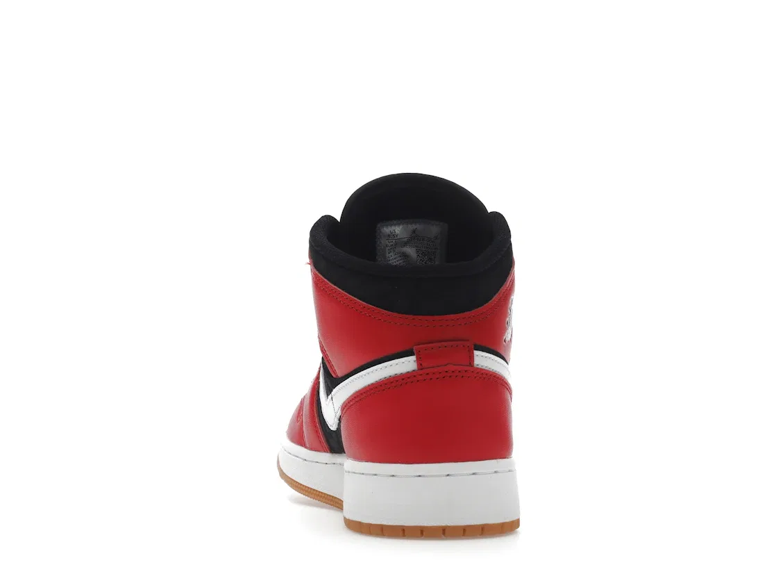 Детские кроссовки с рождественским принтом Jordan 1 Mid SE Christmas Jordan, Black/Fire Red/White/Malachite — фото 4