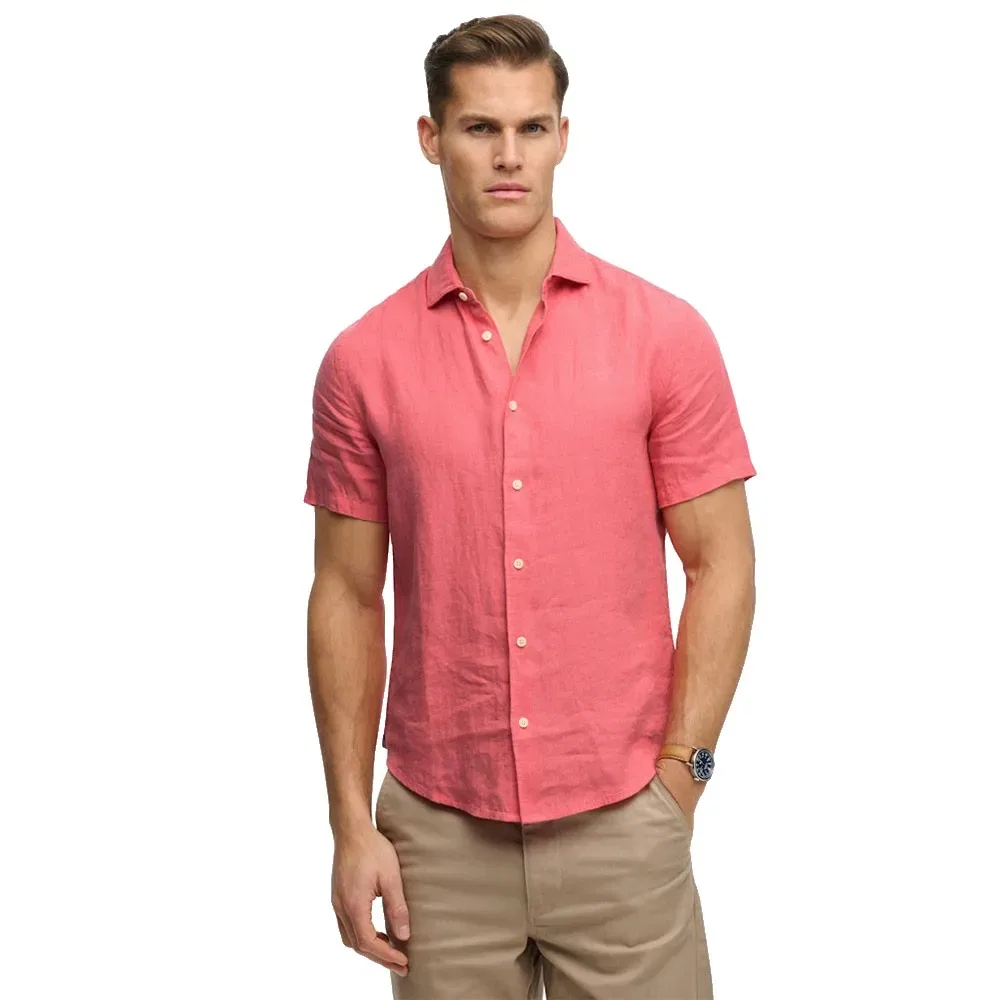 Рубашка с коротким рукавом Riviera Linen Superdry, розовый
