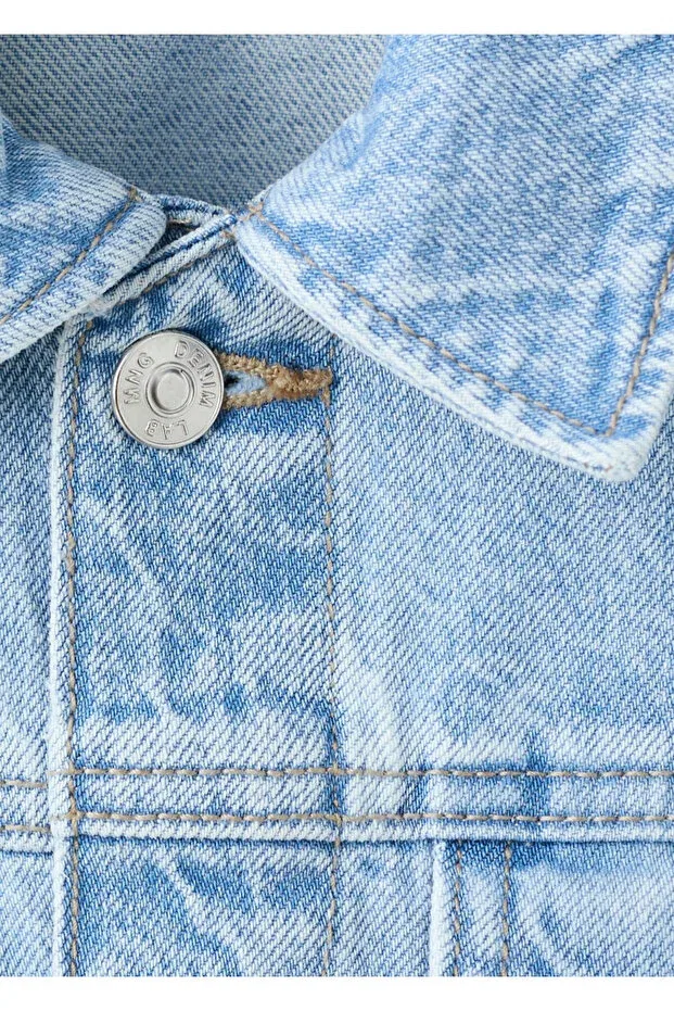 Детская куртка из денима для девочек Mango Kids, Light Blue — фото 4