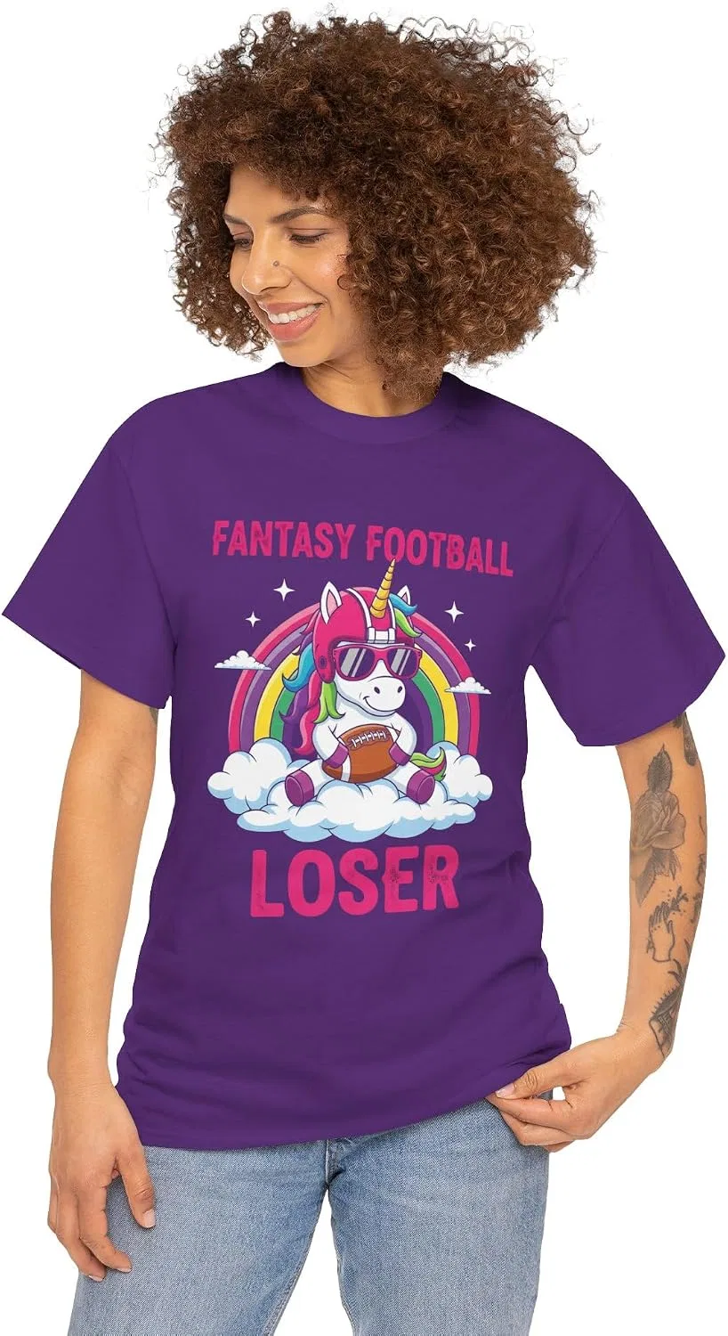 Мужская футболка с принтом Fantasy Football Loser Unicorn, фиолетовый — фото 3