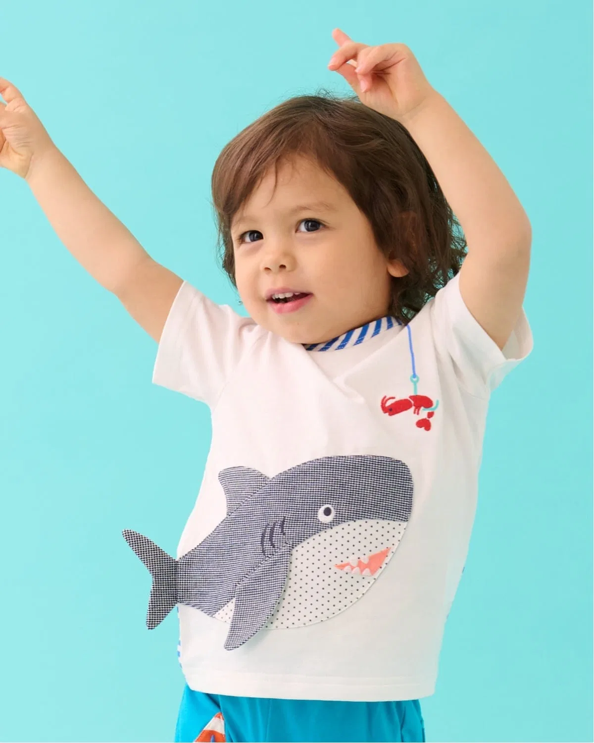 Детская футболка с принтом акулы Baby Cheer, Off White