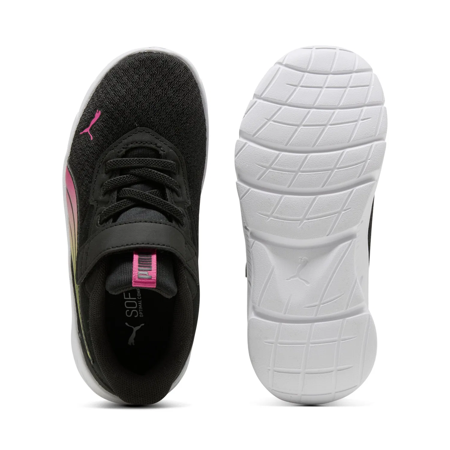 Детские текстильные кроссовки на липучке FLEXFOCUS MODERN BLAZE FADE AC PS PUMA, Black/Pink Opal/White — фото 4